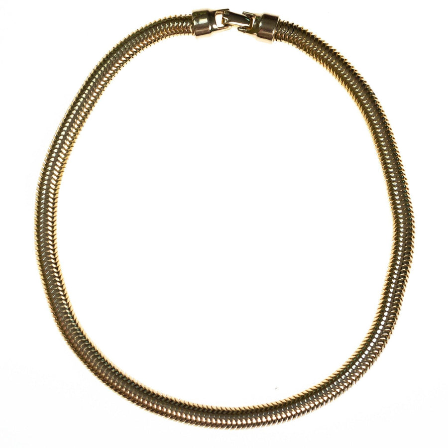 Vintage Gold Snake Chain Necklace by 1970s - Vintage Meet Modern Vintage Jewelry - Chicago, Illinois - #oldhollywoodglamour #vintagemeetmodern #designervintage #jewelrybox #antiquejewelry #vintagejewelry