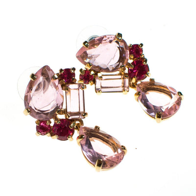 Vintage Pink Crystal Statement Earrings, Pierced by 1990s - Vintage Meet Modern Vintage Jewelry - Chicago, Illinois - #oldhollywoodglamour #vintagemeetmodern #designervintage #jewelrybox #antiquejewelry #vintagejewelry