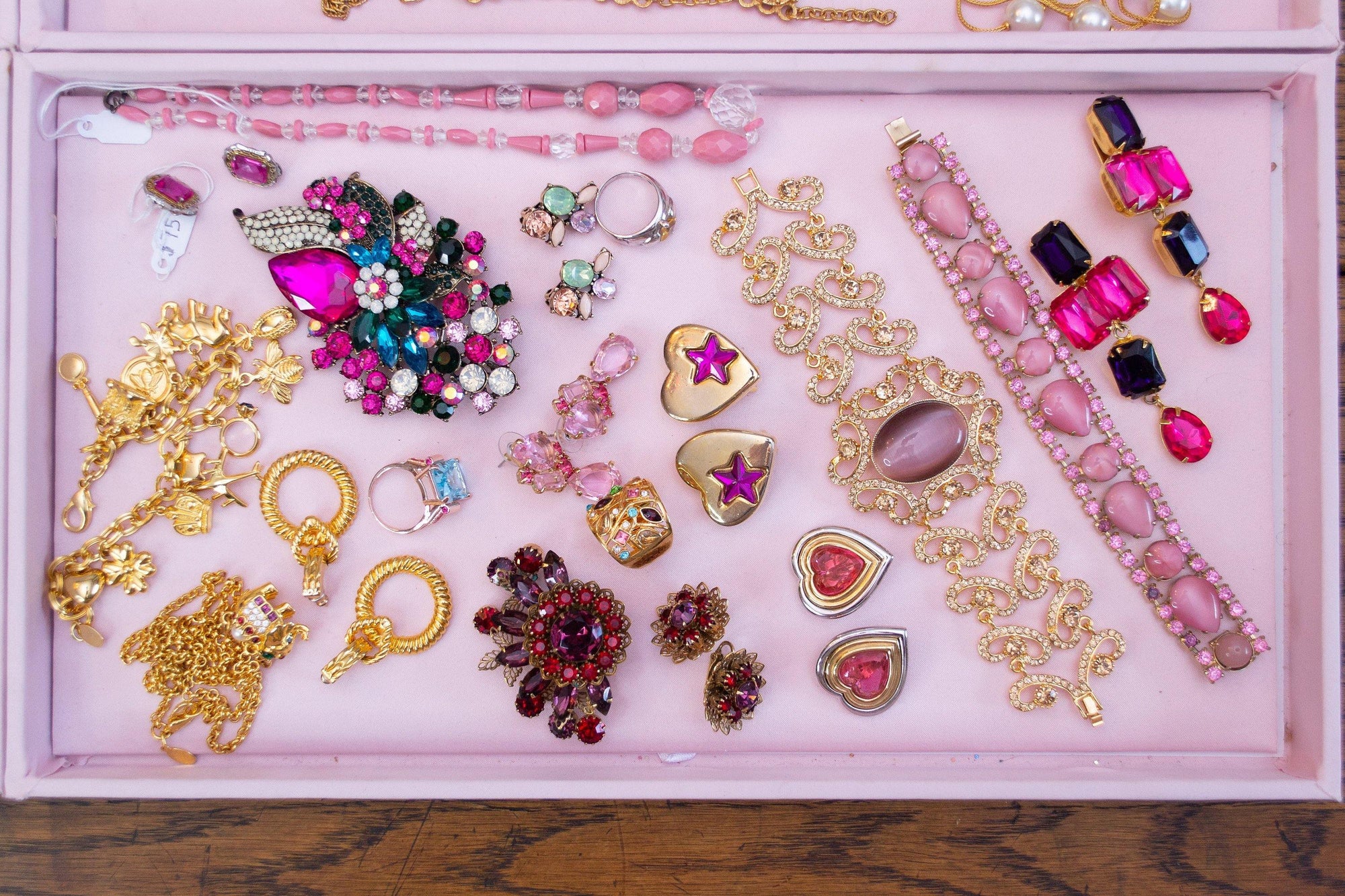 Vintage Les Bernard Pink and Purple Rhinestone Statement Earrings, Clip On, 1980s Runway Style by Les Bernard - Vintage Meet Modern Vintage Jewelry - Chicago, Illinois - #oldhollywoodglamour #vintagemeetmodern #designervintage #jewelrybox #antiquejewelry #vintagejewelry