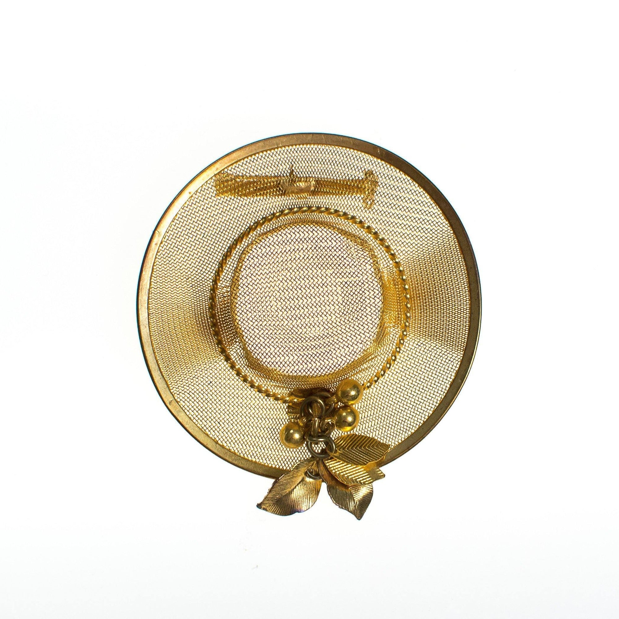 Vintage Gold Tone Hat Brooch by 1950s - Vintage Meet Modern Vintage Jewelry - Chicago, Illinois - #oldhollywoodglamour #vintagemeetmodern #designervintage #jewelrybox #antiquejewelry #vintagejewelry