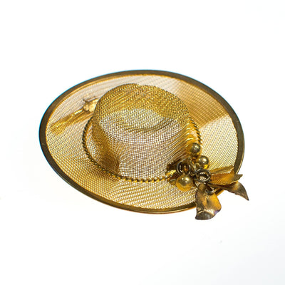 Vintage Gold Tone Hat Brooch by 1950s - Vintage Meet Modern Vintage Jewelry - Chicago, Illinois - #oldhollywoodglamour #vintagemeetmodern #designervintage #jewelrybox #antiquejewelry #vintagejewelry