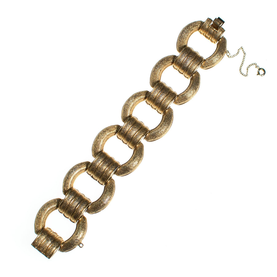 Vintage Ciner Brushed Gold Tone, Chuncky Link Bracelet by 1960s - Vintage Meet Modern Vintage Jewelry - Chicago, Illinois - #oldhollywoodglamour #vintagemeetmodern #designervintage #jewelrybox #antiquejewelry #vintagejewelry
