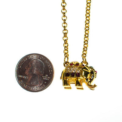 Vintage Joan Rivers Necklace, Elephant with Rhinestones, Gold Tone by Joan Rivers - Vintage Meet Modern Vintage Jewelry - Chicago, Illinois - #oldhollywoodglamour #vintagemeetmodern #designervintage #jewelrybox #antiquejewelry #vintagejewelry