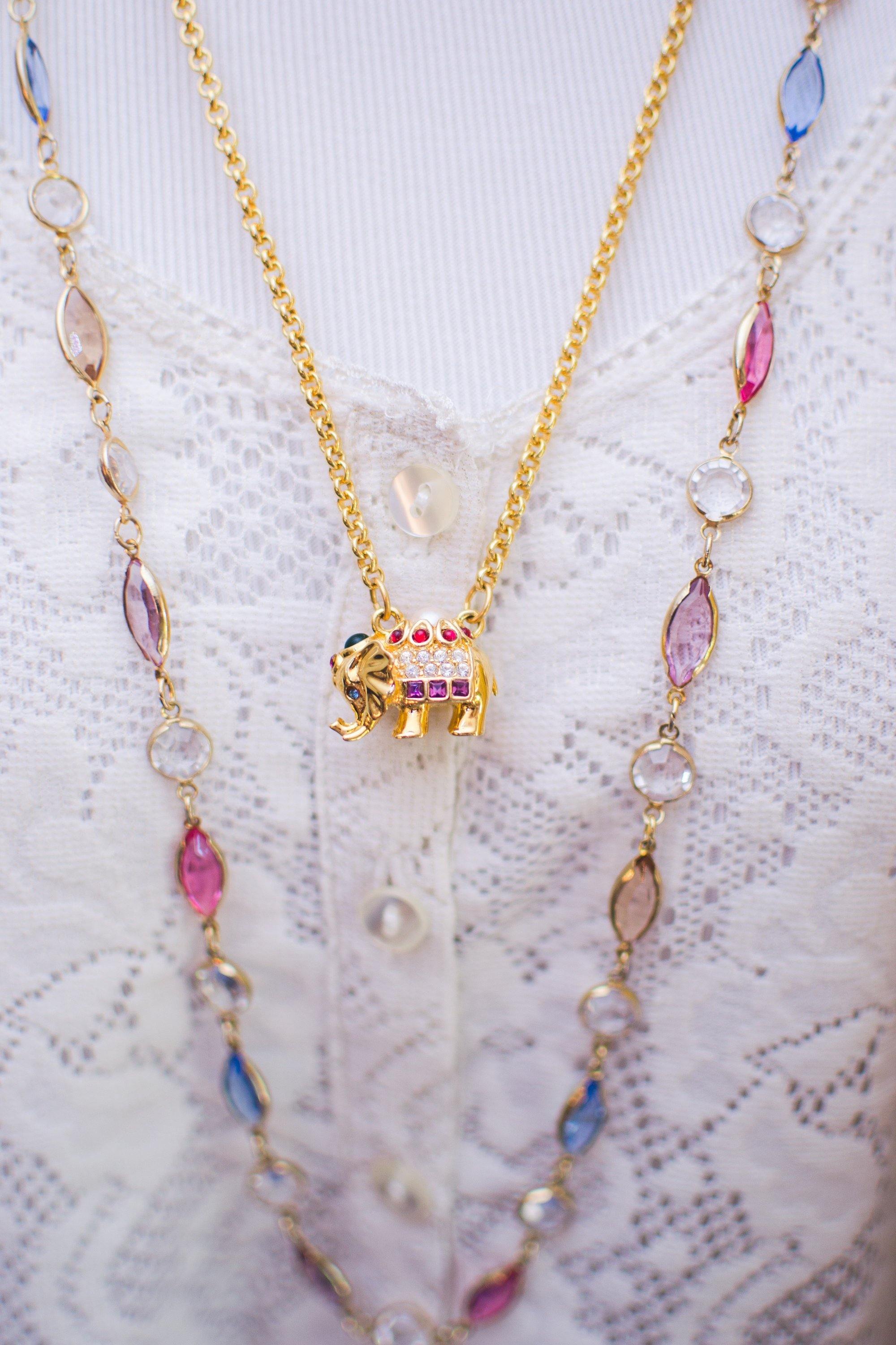 Vintage Joan Rivers Necklace, Elephant with Rhinestones, Gold Tone by Joan Rivers - Vintage Meet Modern Vintage Jewelry - Chicago, Illinois - #oldhollywoodglamour #vintagemeetmodern #designervintage #jewelrybox #antiquejewelry #vintagejewelry