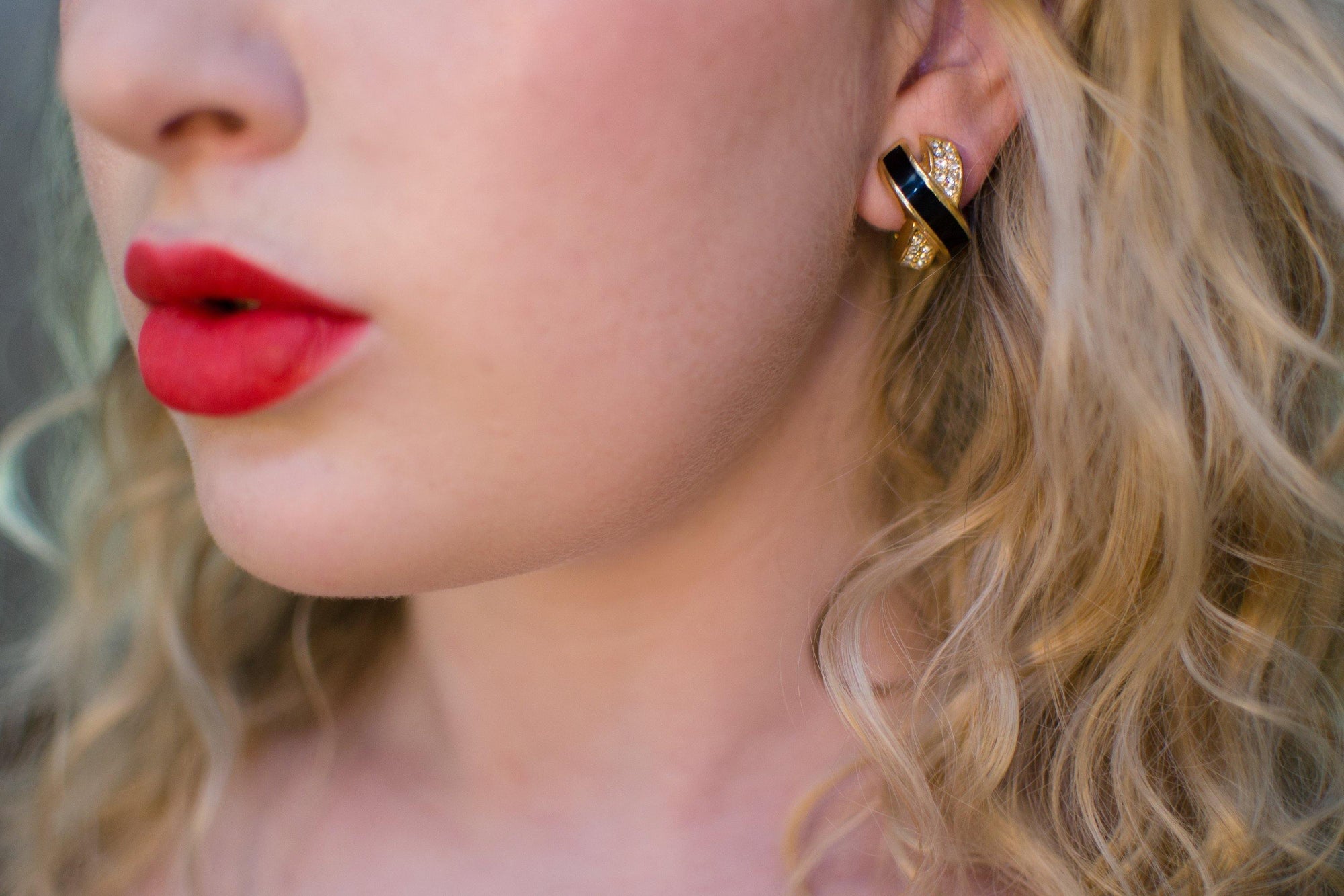 Vintage Christian Dior Statement Earrings Black Enamel with Sparkling Diamante Crystals &quot;X&quot; Style Design by Christian Dior - Vintage Meet Modern Vintage Jewelry - Chicago, Illinois - #oldhollywoodglamour #vintagemeetmodern #designervintage #jewelrybox #antiquejewelry #vintagejewelry