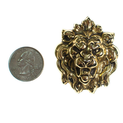 Vintage Gold Roaring Lions Head Brooch Pin by 1960s - Vintage Meet Modern Vintage Jewelry - Chicago, Illinois - #oldhollywoodglamour #vintagemeetmodern #designervintage #jewelrybox #antiquejewelry #vintagejewelry