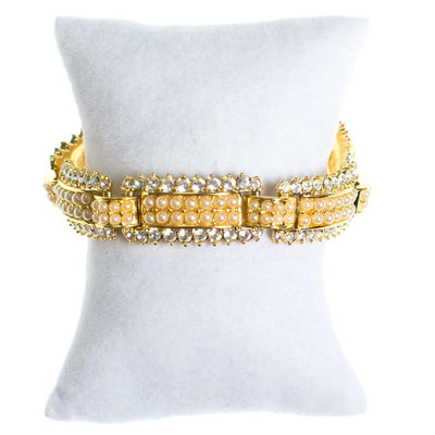 Vintage Joan Rivers Pearl and Rhinestone Line Style Bracelet by Joan Rivers - Vintage Meet Modern Vintage Jewelry - Chicago, Illinois - #oldhollywoodglamour #vintagemeetmodern #designervintage #jewelrybox #antiquejewelry #vintagejewelry
