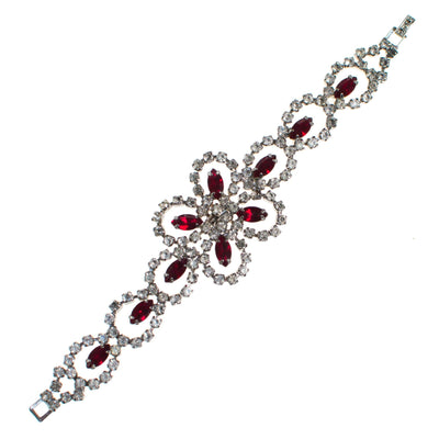 Vintage Art Deco Style Ruby Red Crystal and Diamante Rhinestone Bracelet by Art Deco - Vintage Meet Modern Vintage Jewelry - Chicago, Illinois - #oldhollywoodglamour #vintagemeetmodern #designervintage #jewelrybox #antiquejewelry #vintagejewelry