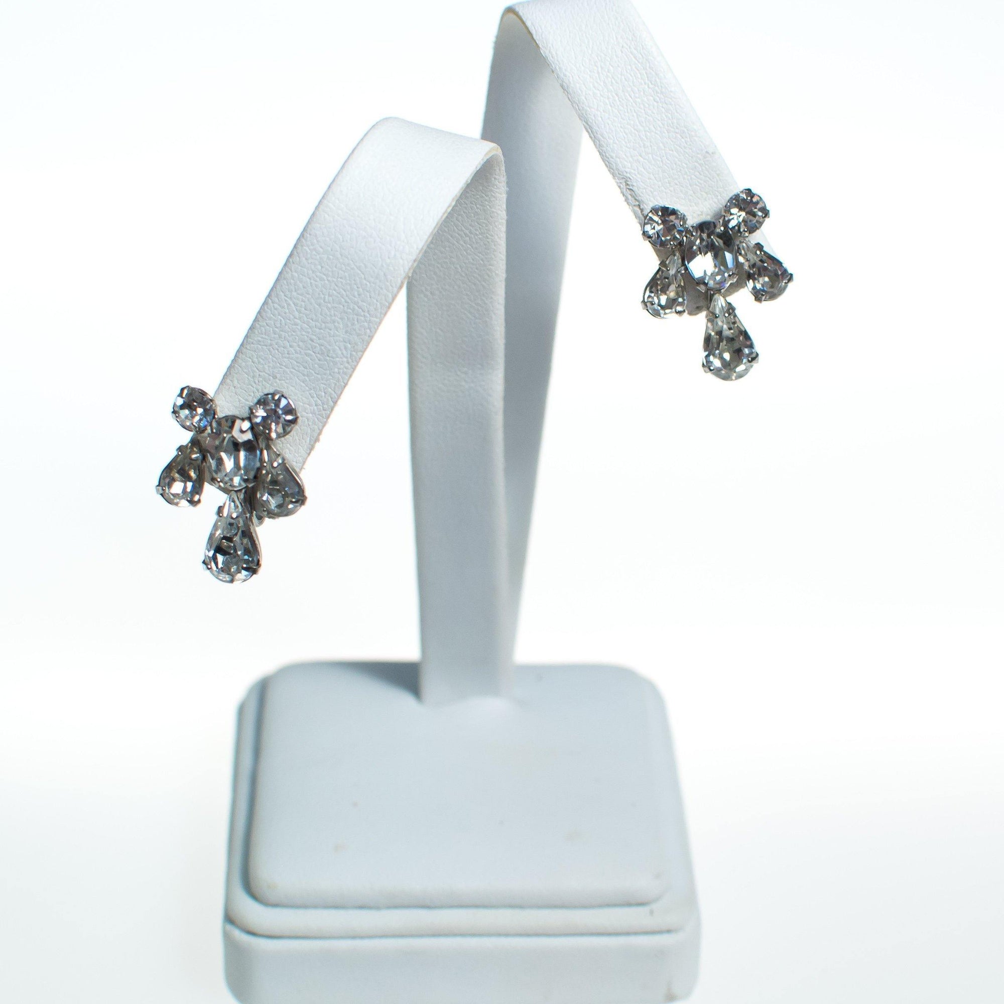 Vintage Art Deco Diamante Rhinestone Earrings, Screw Back, Silver Tone by Art Deco - Vintage Meet Modern Vintage Jewelry - Chicago, Illinois - #oldhollywoodglamour #vintagemeetmodern #designervintage #jewelrybox #antiquejewelry #vintagejewelry