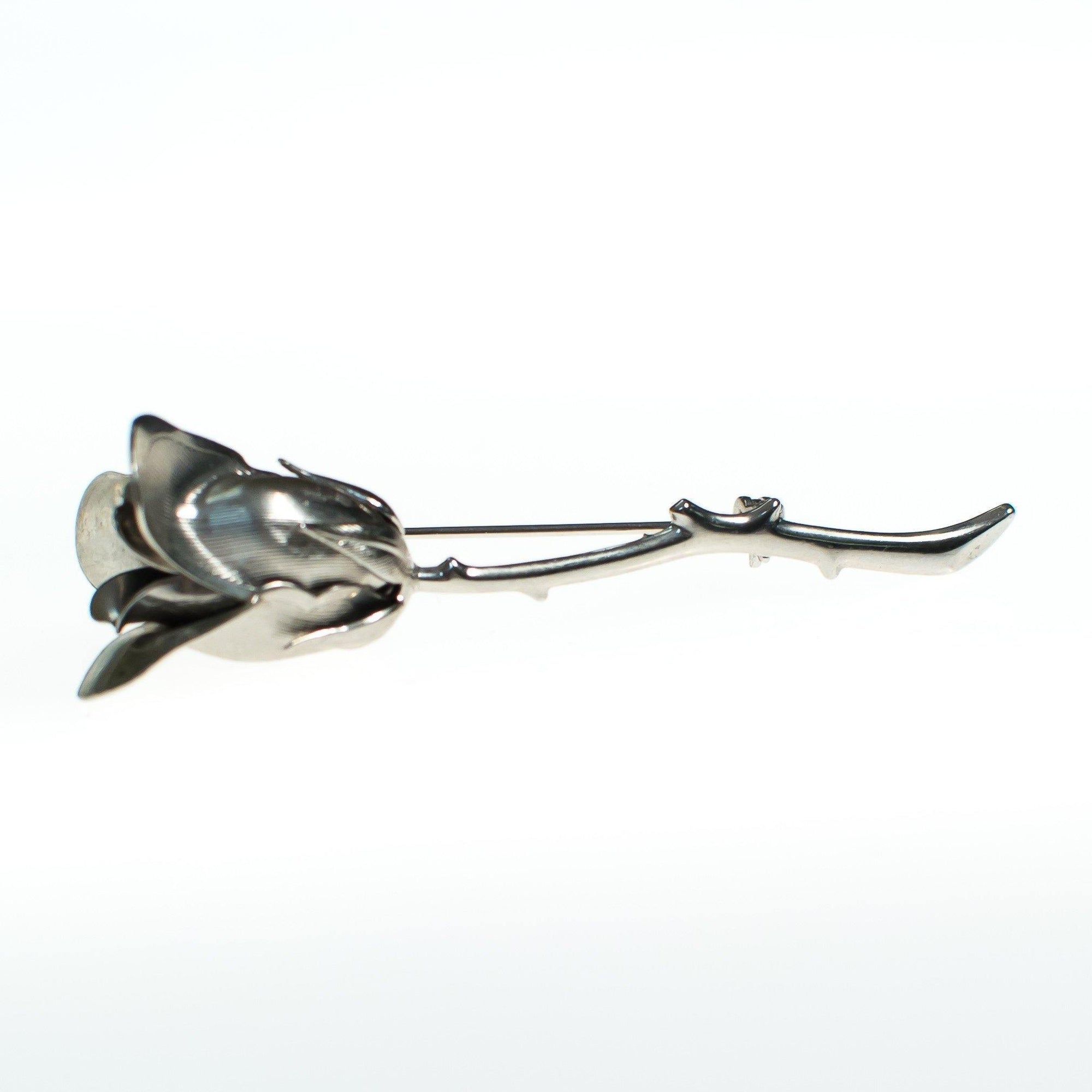 Vintage Silver Tone Rose Brooch/Pin by 1960s - Vintage Meet Modern Vintage Jewelry - Chicago, Illinois - #oldhollywoodglamour #vintagemeetmodern #designervintage #jewelrybox #antiquejewelry #vintagejewelry