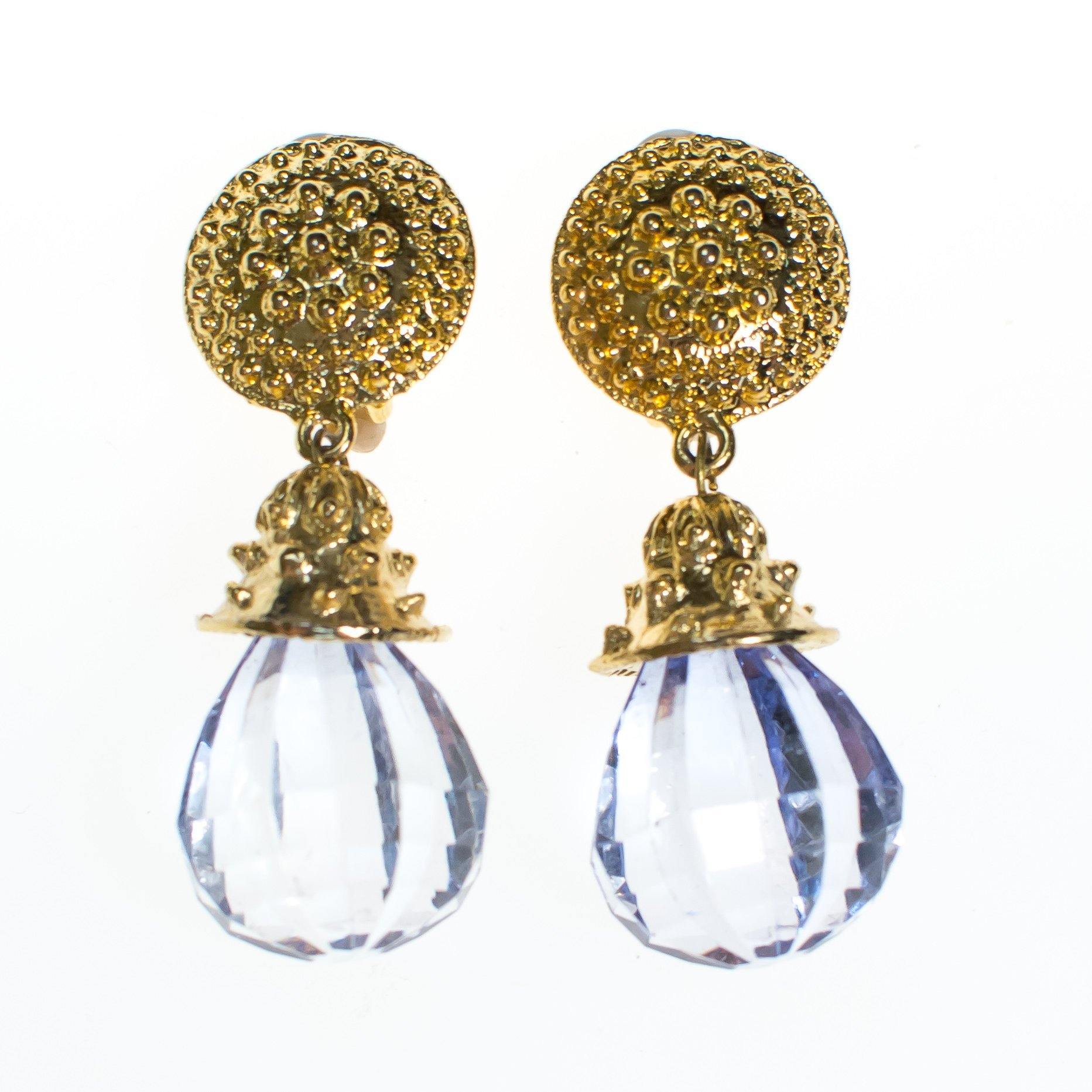 Vintage 1980s Crystal Lucite Chandelier Drop Statement Earrings by 1980s - Vintage Meet Modern Vintage Jewelry - Chicago, Illinois - #oldhollywoodglamour #vintagemeetmodern #designervintage #jewelrybox #antiquejewelry #vintagejewelry