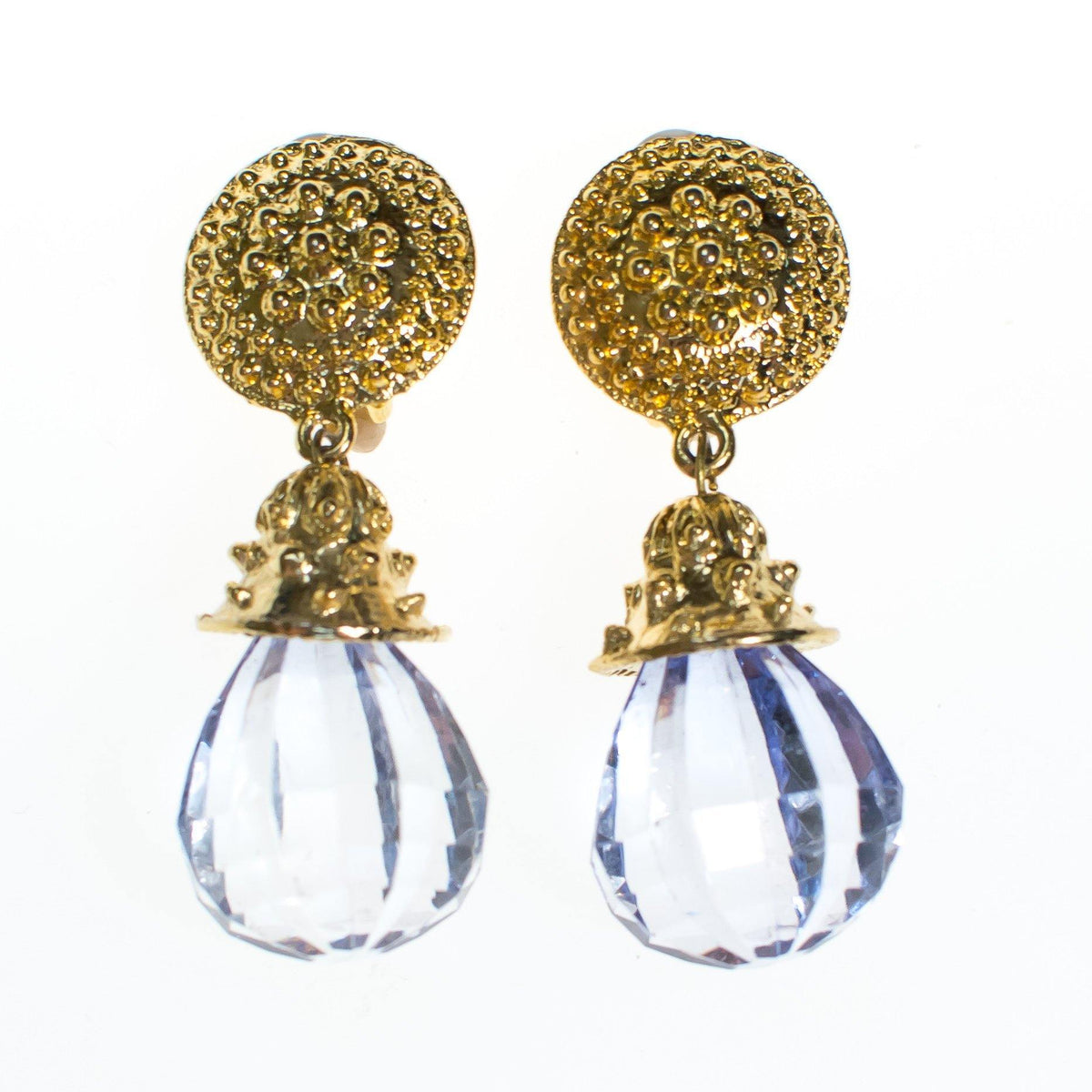 Vintage 1980s Crystal Lucite Chandelier Drop Statement Earrings
