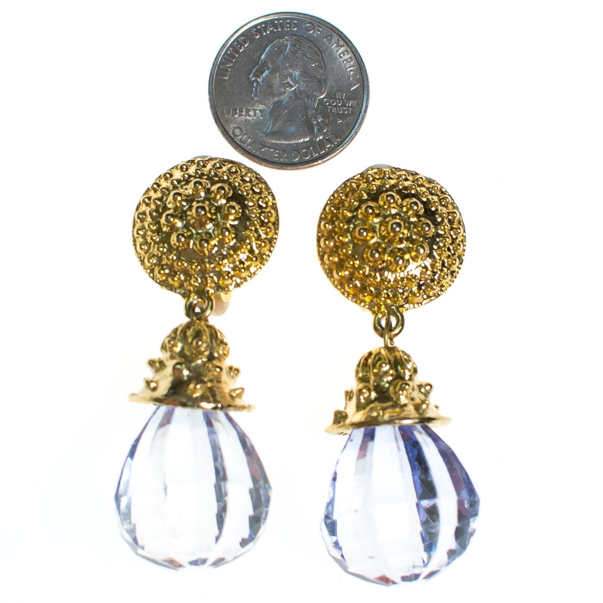 Vintage 1980s Crystal Lucite Chandelier Drop Statement Earrings by 1980s - Vintage Meet Modern Vintage Jewelry - Chicago, Illinois - #oldhollywoodglamour #vintagemeetmodern #designervintage #jewelrybox #antiquejewelry #vintagejewelry