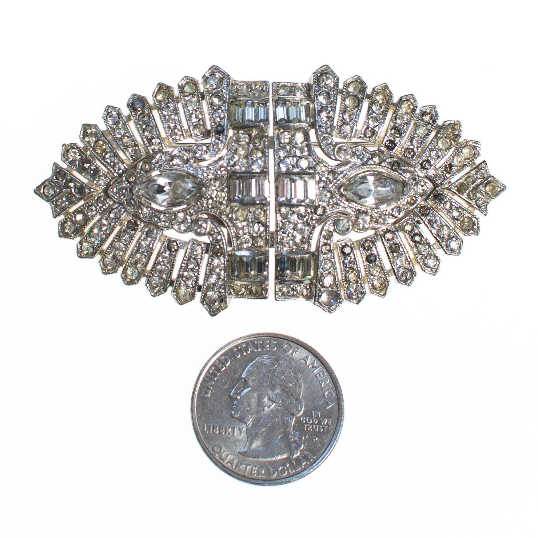 Vintage 1920s Art Deco Rhinestone Duette Brooch Dress Clips by 1920s - Vintage Meet Modern Vintage Jewelry - Chicago, Illinois - #oldhollywoodglamour #vintagemeetmodern #designervintage #jewelrybox #antiquejewelry #vintagejewelry