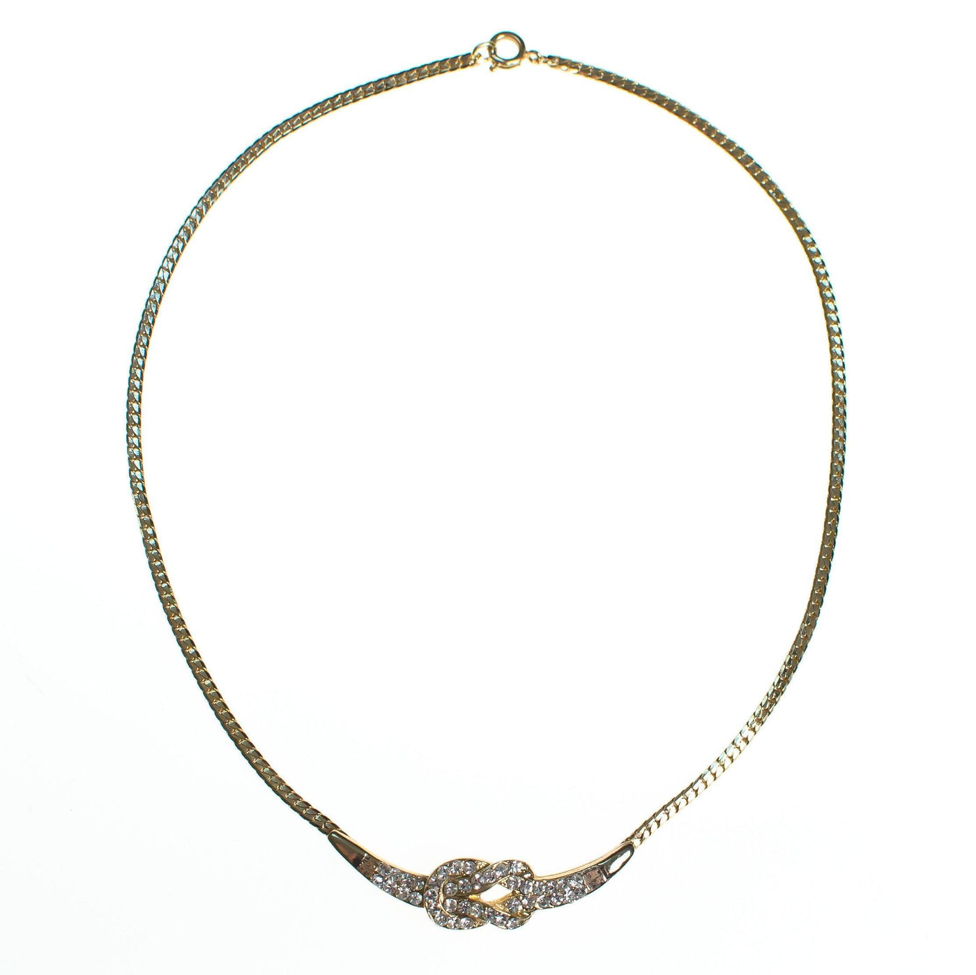 Vintage 1980s Rhinestone Knot Necklace