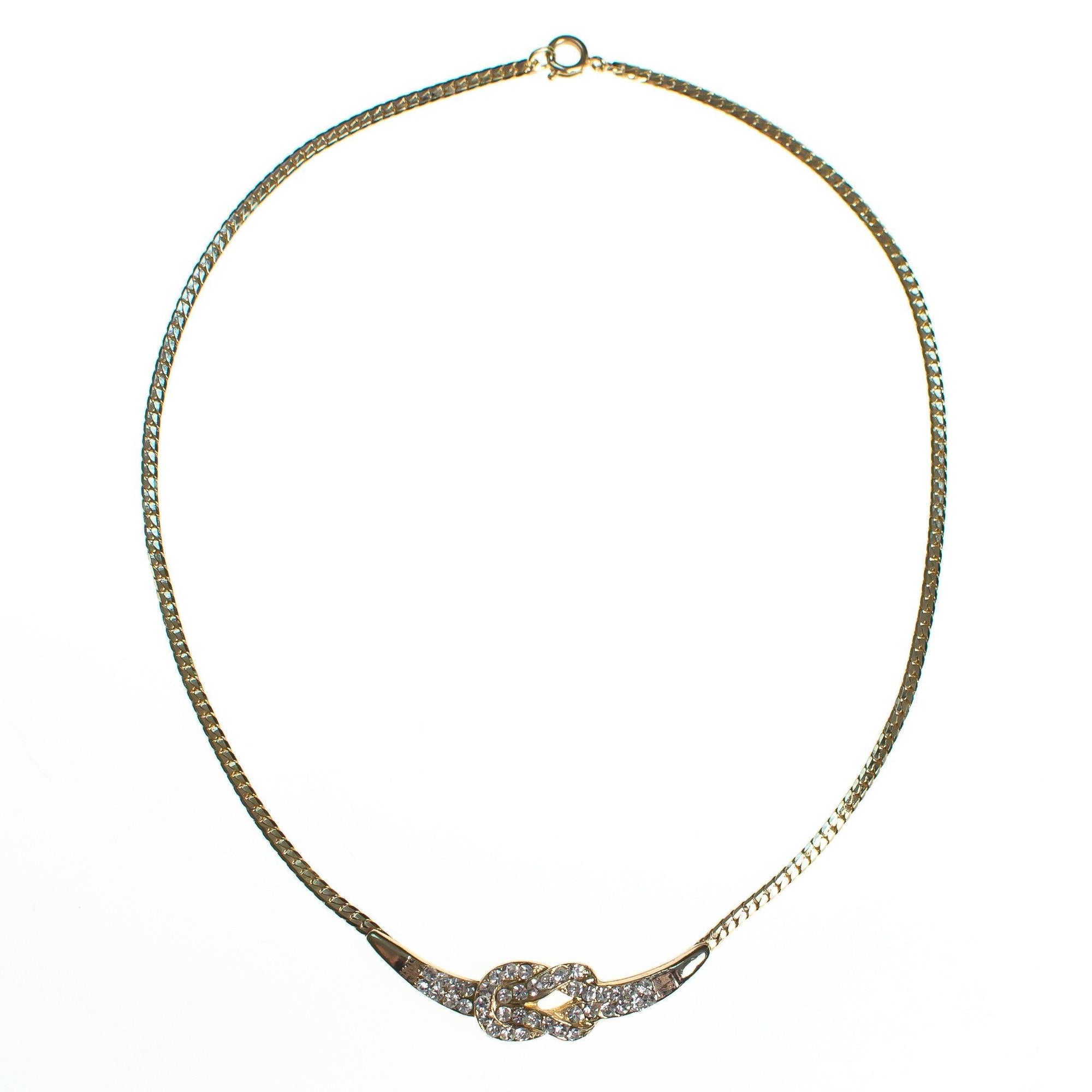Vintage 1980s Rhinestone Knot Necklace by 1980s - Vintage Meet Modern Vintage Jewelry - Chicago, Illinois - #oldhollywoodglamour #vintagemeetmodern #designervintage #jewelrybox #antiquejewelry #vintagejewelry