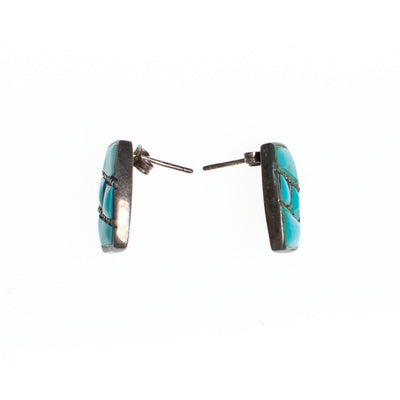Vintage Native American Southwestern Sterling Silver and Turquoise Pierced Earrings by Sterling Silver - Vintage Meet Modern Vintage Jewelry - Chicago, Illinois - #oldhollywoodglamour #vintagemeetmodern #designervintage #jewelrybox #antiquejewelry #vintagejewelry