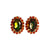 Vintage Juliana Green Heliotrope and Orange Rhinestone Clip Earrings