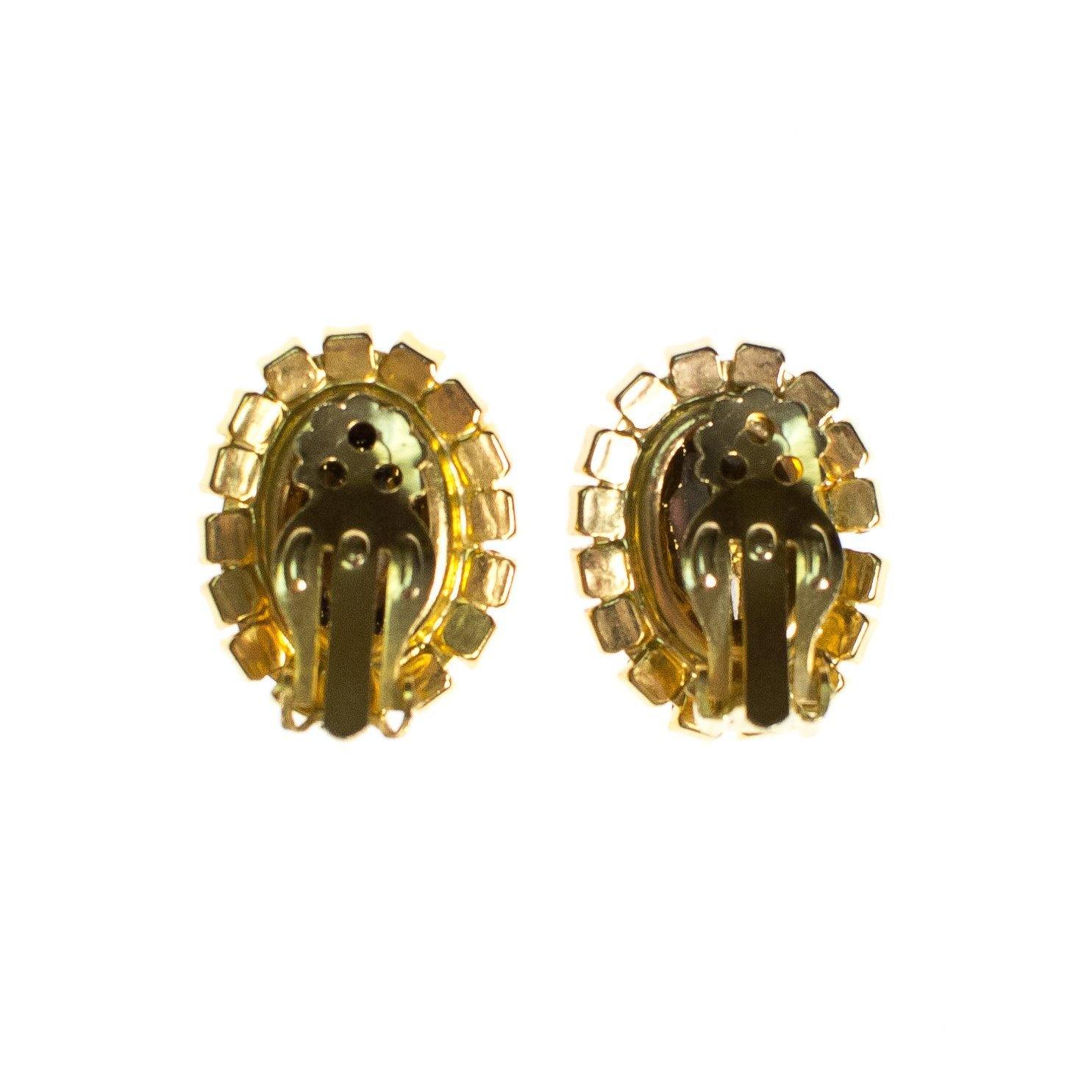 Vintage Juliana Green Heliotrope and Orange Rhinestone Clip Earrings by Juliana - Vintage Meet Modern Vintage Jewelry - Chicago, Illinois - #oldhollywoodglamour #vintagemeetmodern #designervintage #jewelrybox #antiquejewelry #vintagejewelry