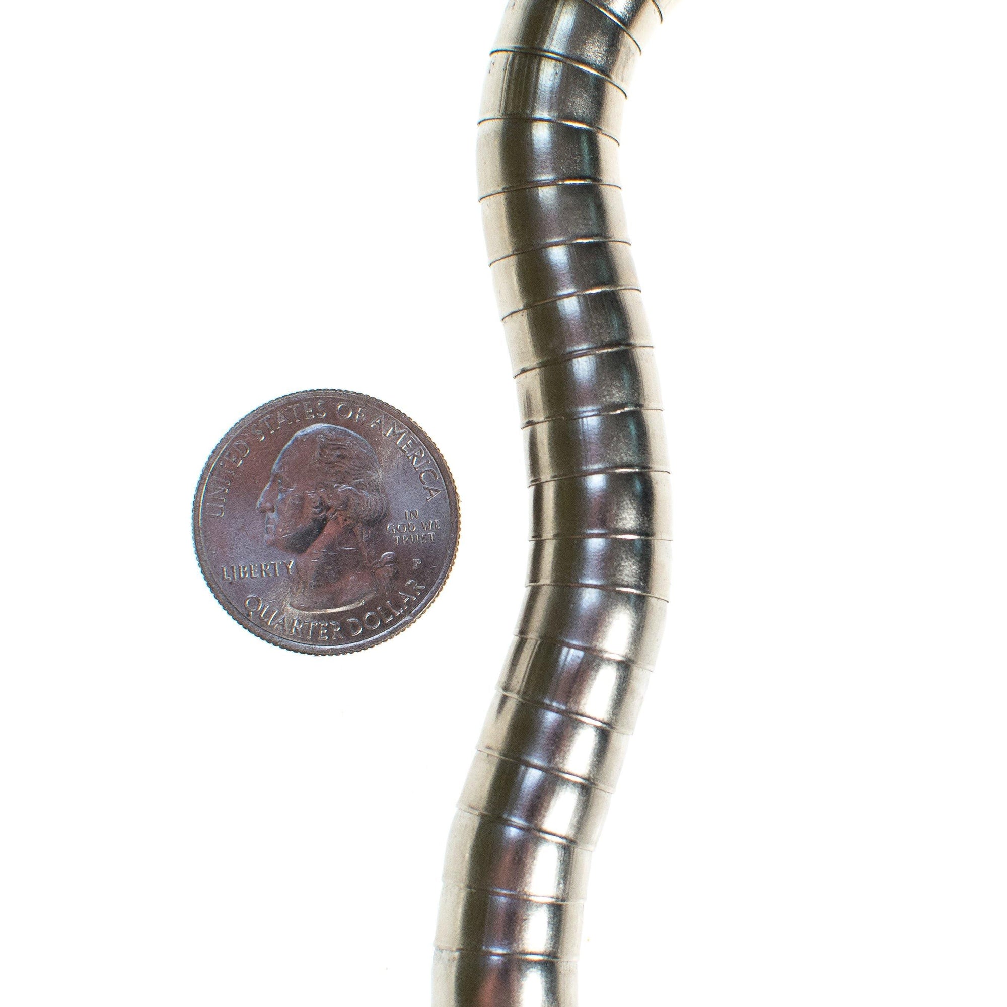 Vintage Chunky Bohemian Chic Silver Barrel Bead Necklace by 1970s - Vintage Meet Modern Vintage Jewelry - Chicago, Illinois - #oldhollywoodglamour #vintagemeetmodern #designervintage #jewelrybox #antiquejewelry #vintagejewelry