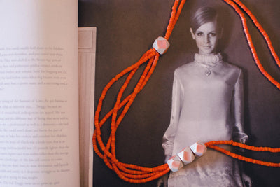 Vintage Orange Beaded Necklace, Multi-strand, Orange Lucite Beads, Geometric Beads by Artisan - Vintage Meet Modern Vintage Jewelry - Chicago, Illinois - #oldhollywoodglamour #vintagemeetmodern #designervintage #jewelrybox #antiquejewelry #vintagejewelry