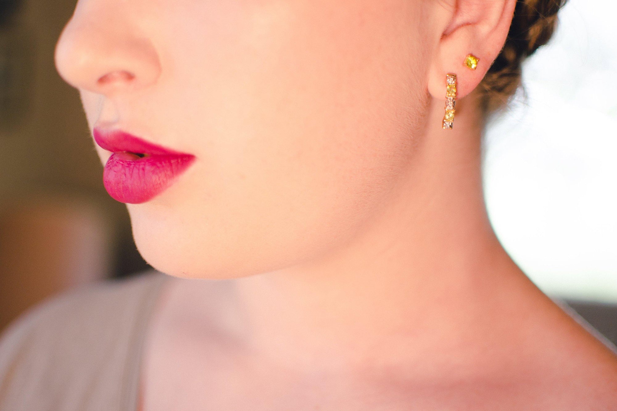 Vintage Lemon Citrine and Diamond 18kt Gold Over Sterling Silver Half Hoop Earrings by Lemon Citrine - Vintage Meet Modern Vintage Jewelry - Chicago, Illinois - #oldhollywoodglamour #vintagemeetmodern #designervintage #jewelrybox #antiquejewelry #vintagejewelry