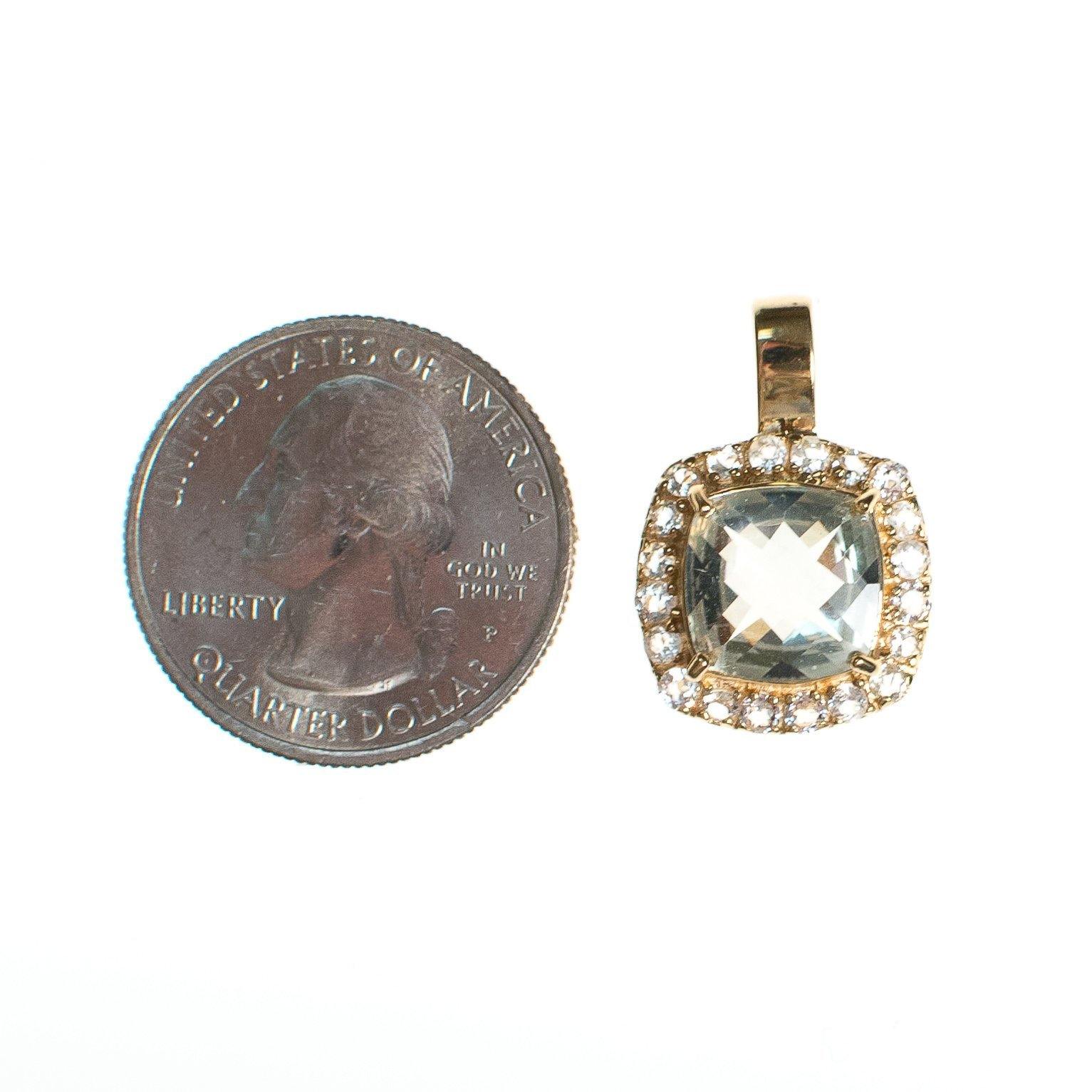 Vintage Aquamarine and White Topaz Pendant Set in 10kt Gold by Aquamarine - Vintage Meet Modern Vintage Jewelry - Chicago, Illinois - #oldhollywoodglamour #vintagemeetmodern #designervintage #jewelrybox #antiquejewelry #vintagejewelry