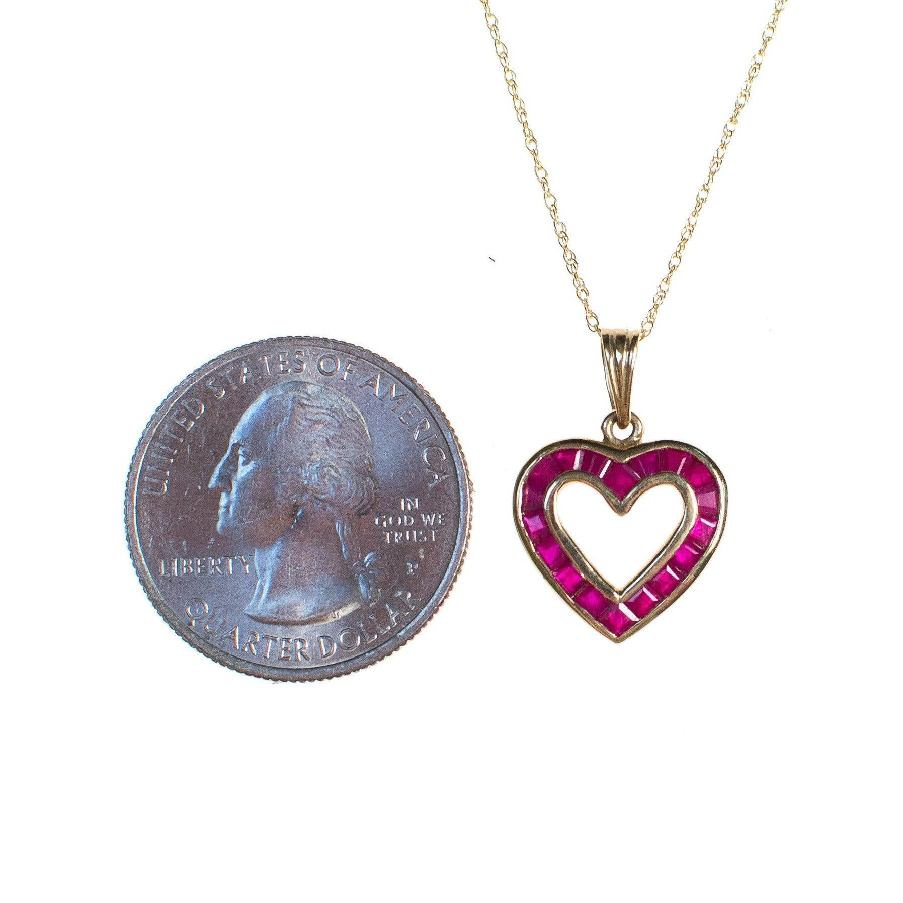 Vintage Channel Set Ruby Heart Pendant Necklace set 10kt Gold by Ruby - Vintage Meet Modern Vintage Jewelry - Chicago, Illinois - #oldhollywoodglamour #vintagemeetmodern #designervintage #jewelrybox #antiquejewelry #vintagejewelry