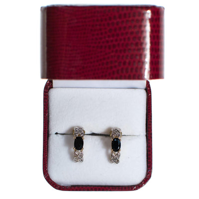 Vintage Sapphire and Milgrain X Earrings, Half hoop, 18kt Gold over Sterling Silver, Pierced Post Back by Sapphire - Vintage Meet Modern Vintage Jewelry - Chicago, Illinois - #oldhollywoodglamour #vintagemeetmodern #designervintage #jewelrybox #antiquejewelry #vintagejewelry