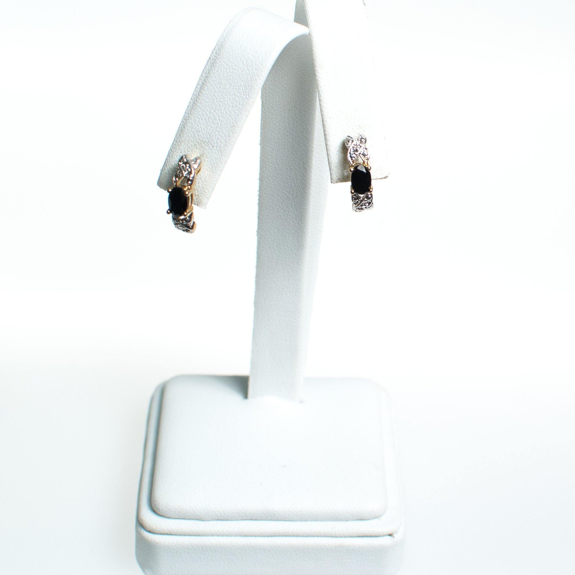 Vintage Sapphire and Milgrain X Earrings, Half hoop, 18kt Gold over Sterling Silver, Pierced Post Back by Sapphire - Vintage Meet Modern Vintage Jewelry - Chicago, Illinois - #oldhollywoodglamour #vintagemeetmodern #designervintage #jewelrybox #antiquejewelry #vintagejewelry