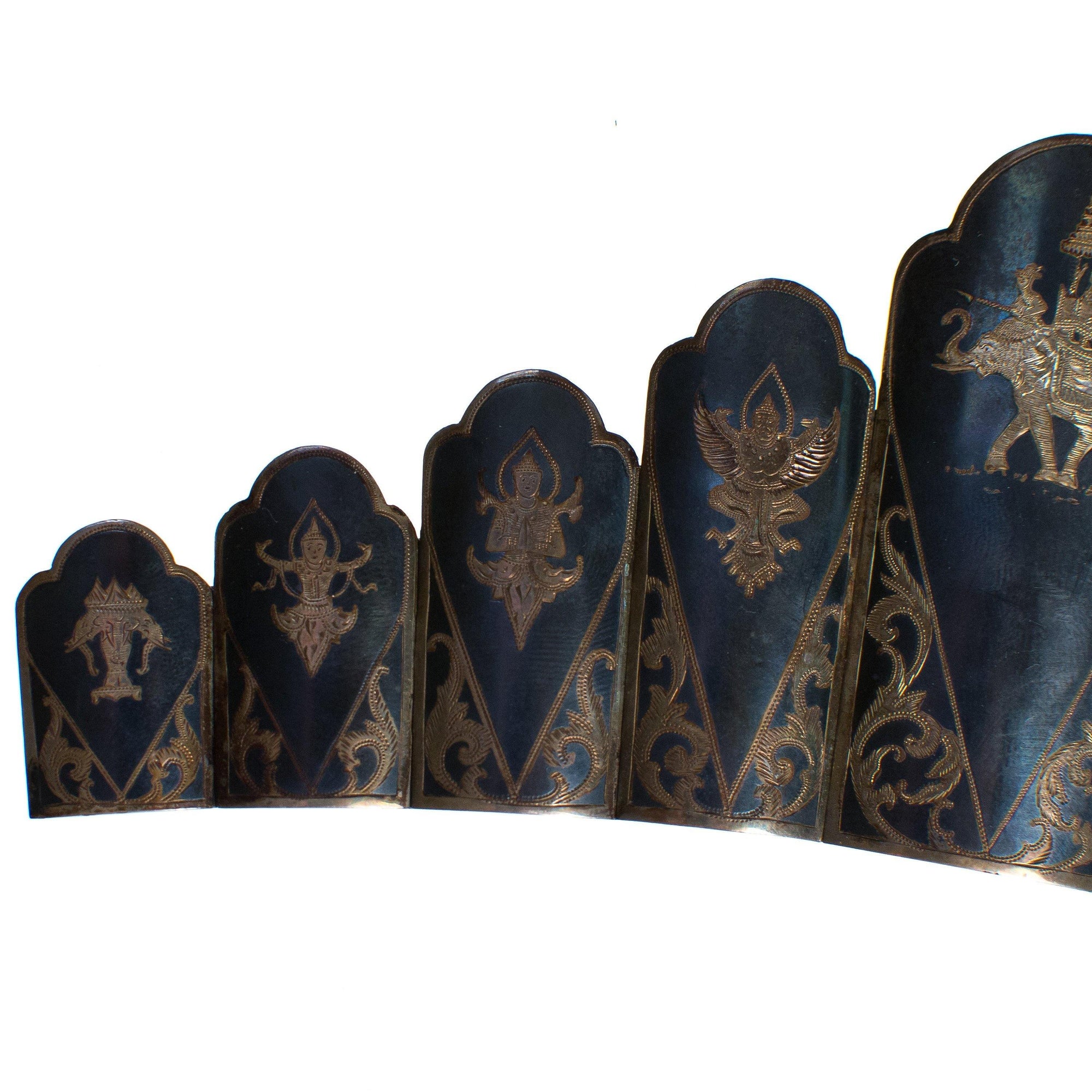 Vintage Thai Nakon Silver Bracelet Scalloped Panel Bracelet with Elephants and Thai Dancers by Thailand - Vintage Meet Modern Vintage Jewelry - Chicago, Illinois - #oldhollywoodglamour #vintagemeetmodern #designervintage #jewelrybox #antiquejewelry #vintagejewelry