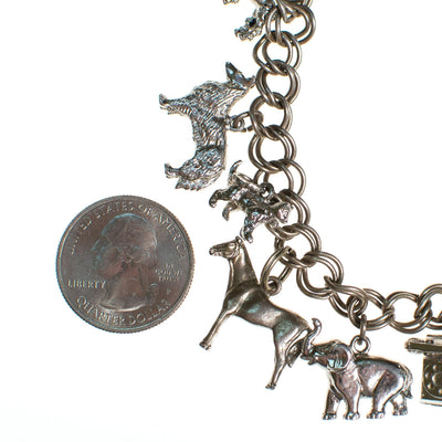 Vintage Silver Tone Charm Chunky Animal Charm Bracelet by 1960s - Vintage Meet Modern Vintage Jewelry - Chicago, Illinois - #oldhollywoodglamour #vintagemeetmodern #designervintage #jewelrybox #antiquejewelry #vintagejewelry
