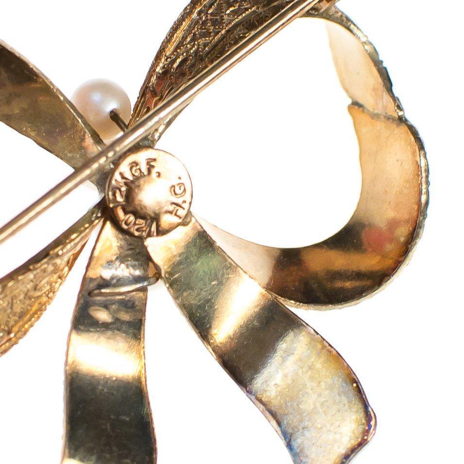 Vintage Victorian Inspired 1/20 12kt Gold Filled Bow Brooch with Pearls by 1930s - Vintage Meet Modern Vintage Jewelry - Chicago, Illinois - #oldhollywoodglamour #vintagemeetmodern #designervintage #jewelrybox #antiquejewelry #vintagejewelry
