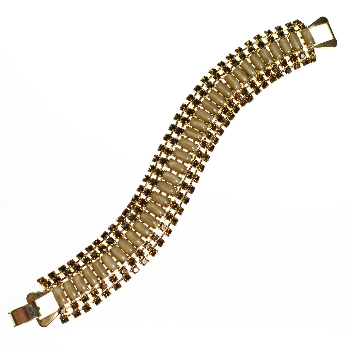 Vintage 1950s Amber and Champagne Rhinestone Bracelet