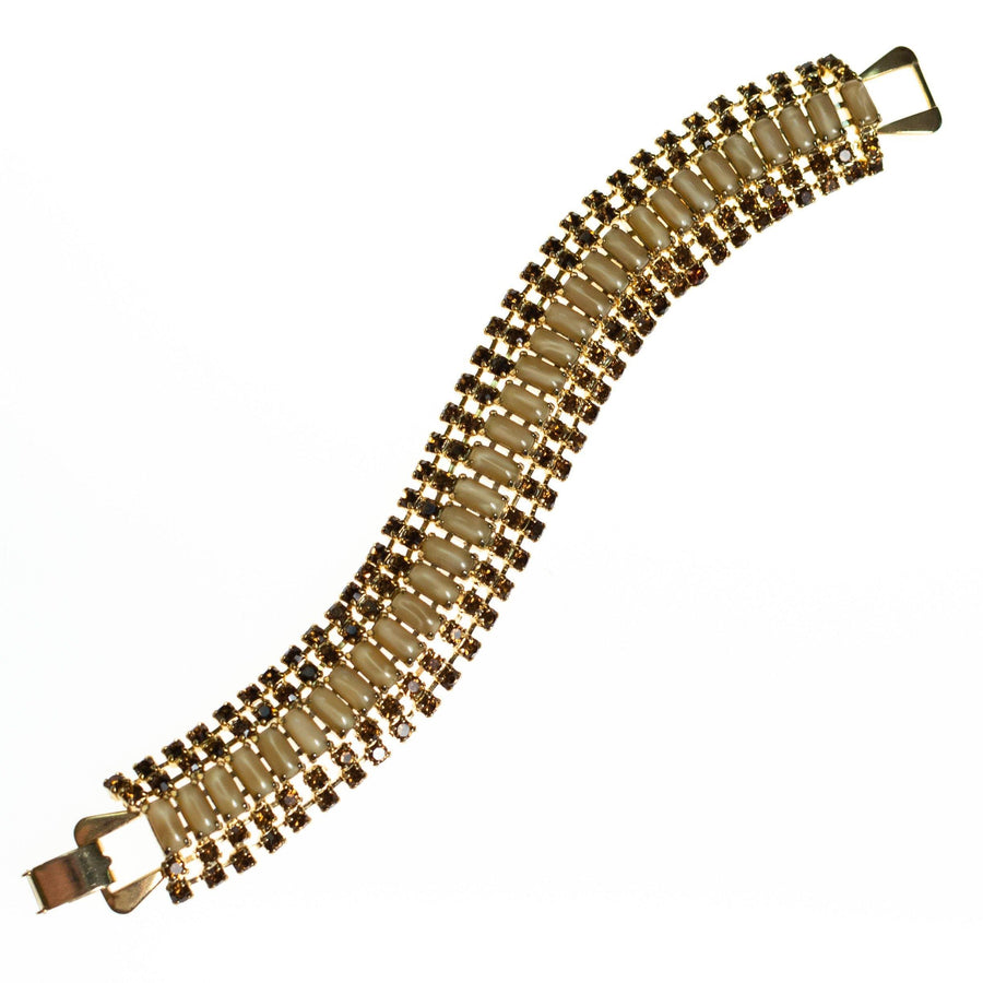Vintage 1950s Amber and Champagne Rhinestone Bracelet by 1950s - Vintage Meet Modern Vintage Jewelry - Chicago, Illinois - #oldhollywoodglamour #vintagemeetmodern #designervintage #jewelrybox #antiquejewelry #vintagejewelry