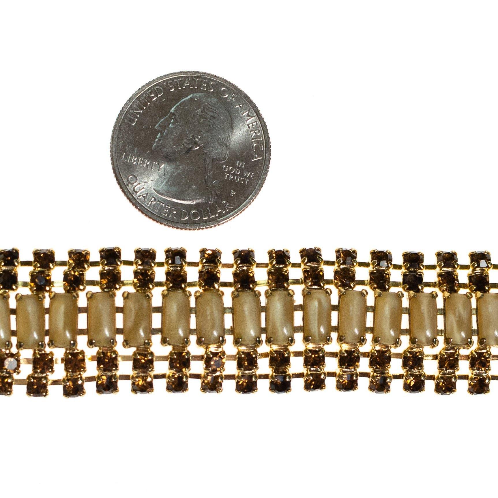 Vintage 1950s Amber and Champagne Rhinestone Bracelet by 1950s - Vintage Meet Modern Vintage Jewelry - Chicago, Illinois - #oldhollywoodglamour #vintagemeetmodern #designervintage #jewelrybox #antiquejewelry #vintagejewelry