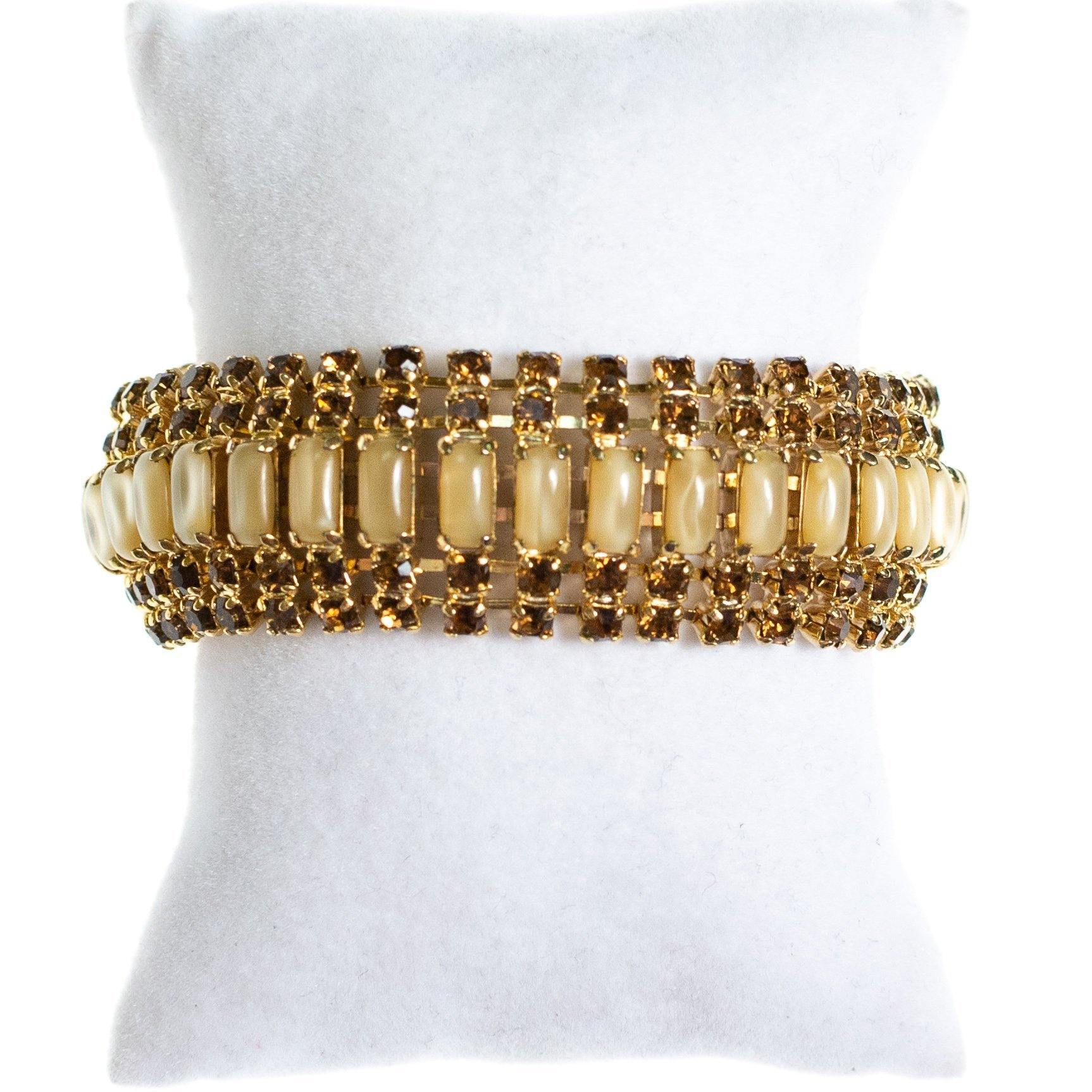 Vintage 1950s Amber and Champagne Rhinestone Bracelet by 1950s - Vintage Meet Modern Vintage Jewelry - Chicago, Illinois - #oldhollywoodglamour #vintagemeetmodern #designervintage #jewelrybox #antiquejewelry #vintagejewelry