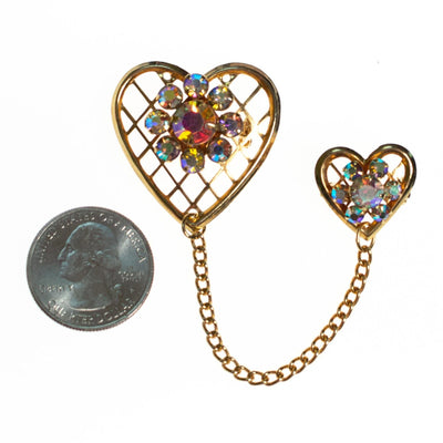 Vintage Chantelaine Brooch, Heart Brooch, Aurora Borealis Rhinstones by 1960s - Vintage Meet Modern Vintage Jewelry - Chicago, Illinois - #oldhollywoodglamour #vintagemeetmodern #designervintage #jewelrybox #antiquejewelry #vintagejewelry