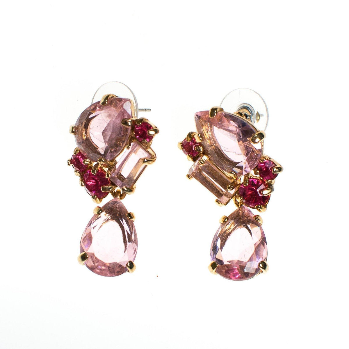 Vintage Pink Crystal Statement Earrings, Pierced