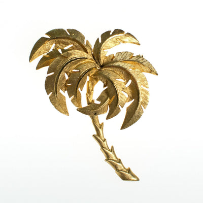 Vintage 1960s Brushed Gold Tone Palm Tree Brooch by 1960s - Vintage Meet Modern Vintage Jewelry - Chicago, Illinois - #oldhollywoodglamour #vintagemeetmodern #designervintage #jewelrybox #antiquejewelry #vintagejewelry