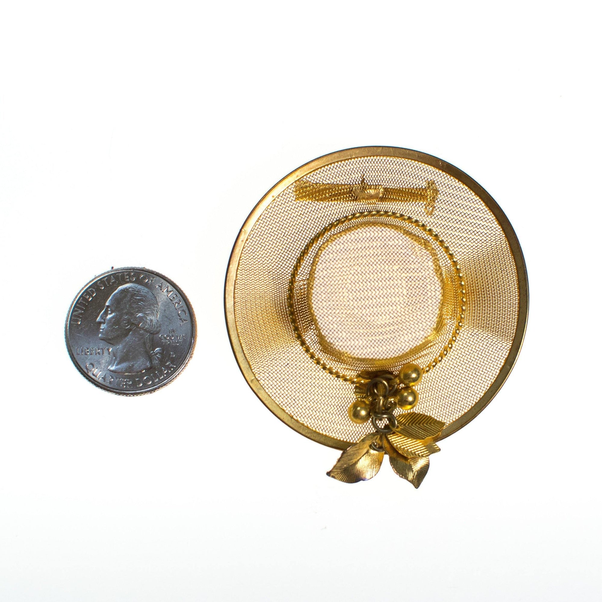 Vintage Gold Tone Hat Brooch by 1950s - Vintage Meet Modern Vintage Jewelry - Chicago, Illinois - #oldhollywoodglamour #vintagemeetmodern #designervintage #jewelrybox #antiquejewelry #vintagejewelry