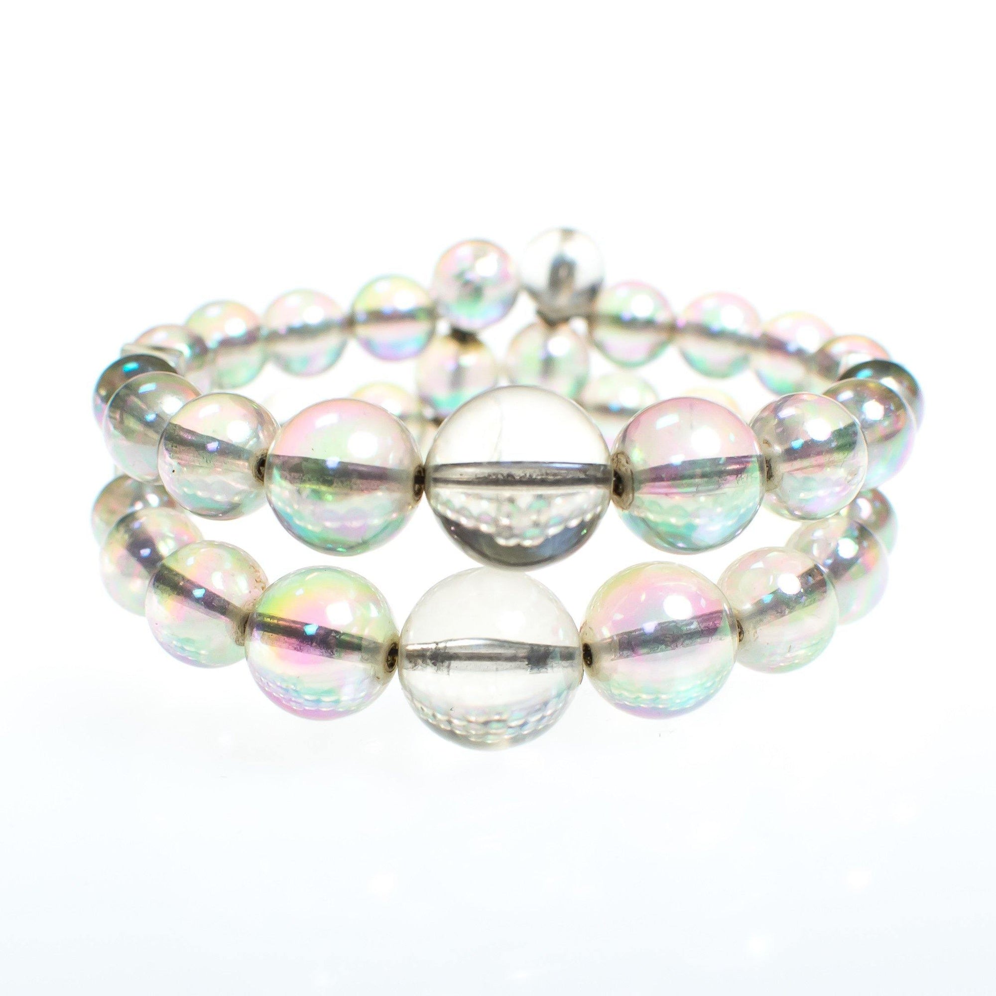 Vintage Auora Borealis Bubble Bead Double Strand Lucite Expanison Bracelet by Aurora Borealis - Vintage Meet Modern Vintage Jewelry - Chicago, Illinois - #oldhollywoodglamour #vintagemeetmodern #designervintage #jewelrybox #antiquejewelry #vintagejewelry