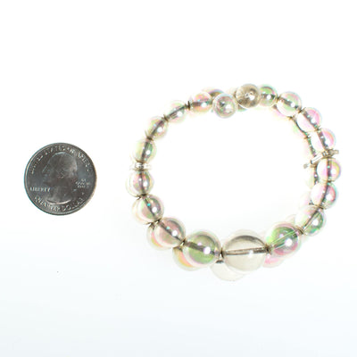 Vintage Auora Borealis Bubble Bead Double Strand Lucite Expanison Bracelet by Aurora Borealis - Vintage Meet Modern Vintage Jewelry - Chicago, Illinois - #oldhollywoodglamour #vintagemeetmodern #designervintage #jewelrybox #antiquejewelry #vintagejewelry