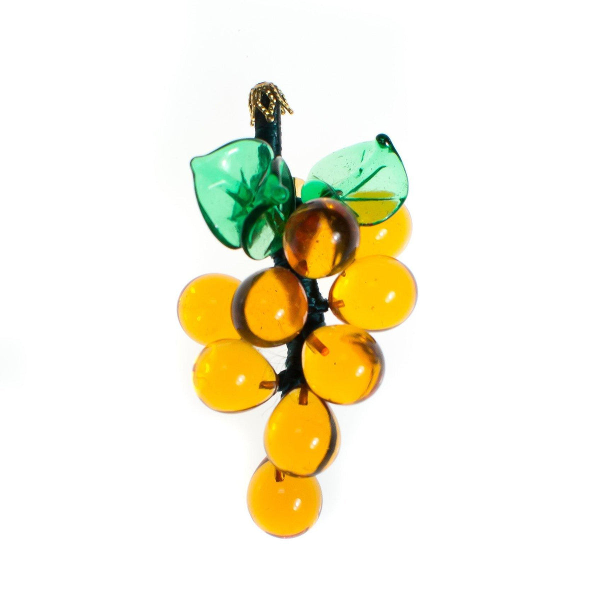 Vintage Blown Amber Glass Grape Brooch