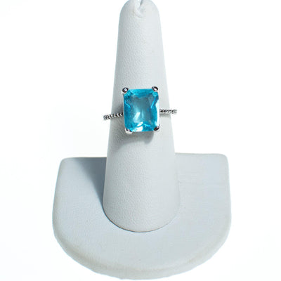 Vintage Aqua Crystal Emerald Cut Cocktail Statement Ring by Vintage Meet Modern - Vintage Meet Modern Vintage Jewelry - Chicago, Illinois - #oldhollywoodglamour #vintagemeetmodern #designervintage #jewelrybox #antiquejewelry #vintagejewelry