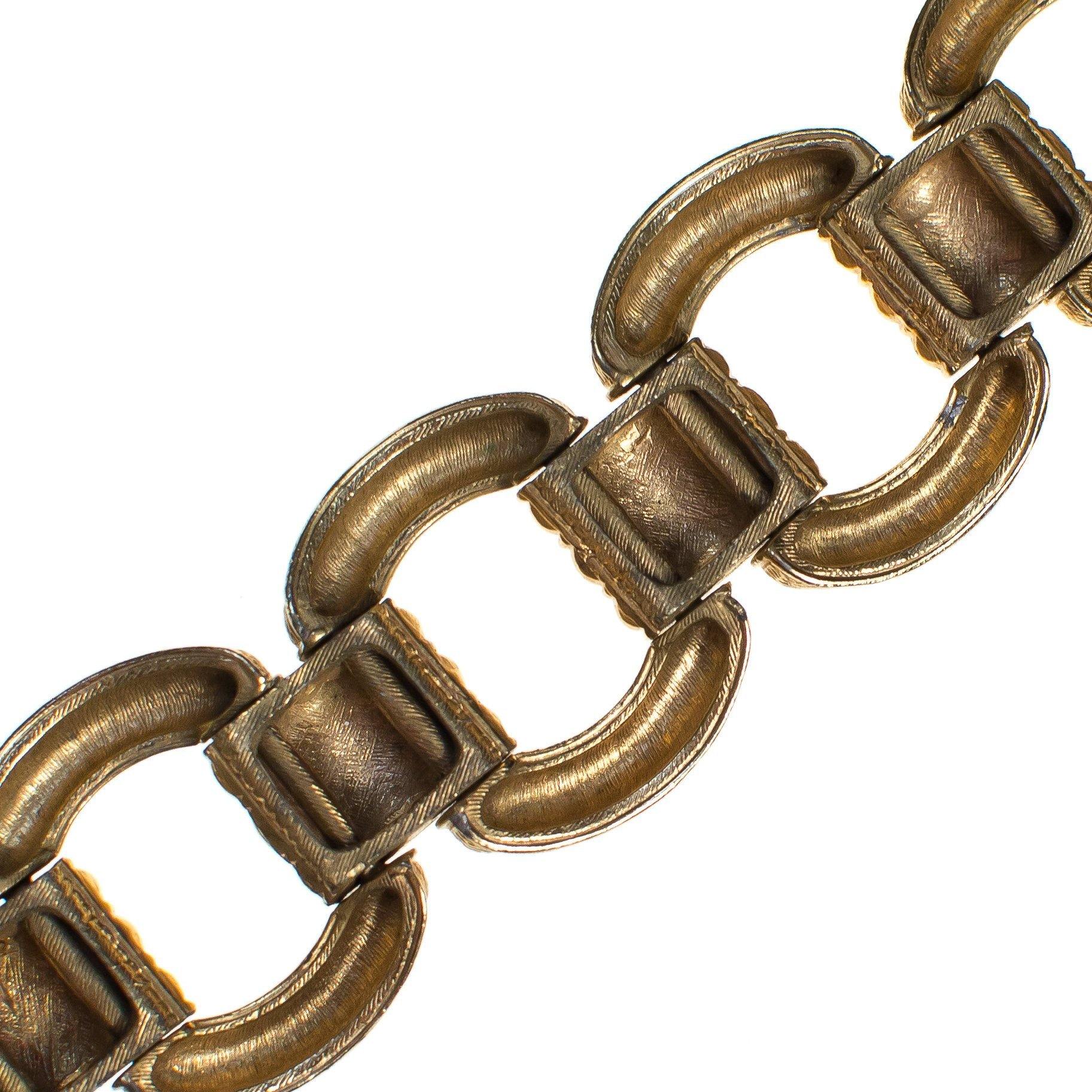 Vintage Ciner Brushed Gold Tone, Chuncky Link Bracelet by 1960s - Vintage Meet Modern Vintage Jewelry - Chicago, Illinois - #oldhollywoodglamour #vintagemeetmodern #designervintage #jewelrybox #antiquejewelry #vintagejewelry