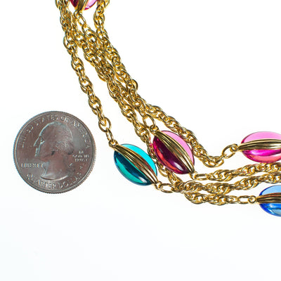 Vintage Swarovski Altier Caged Crystal Bead Multi Strand Necklace Gold With Jewel Tones by Swarovski - Vintage Meet Modern Vintage Jewelry - Chicago, Illinois - #oldhollywoodglamour #vintagemeetmodern #designervintage #jewelrybox #antiquejewelry #vintagejewelry