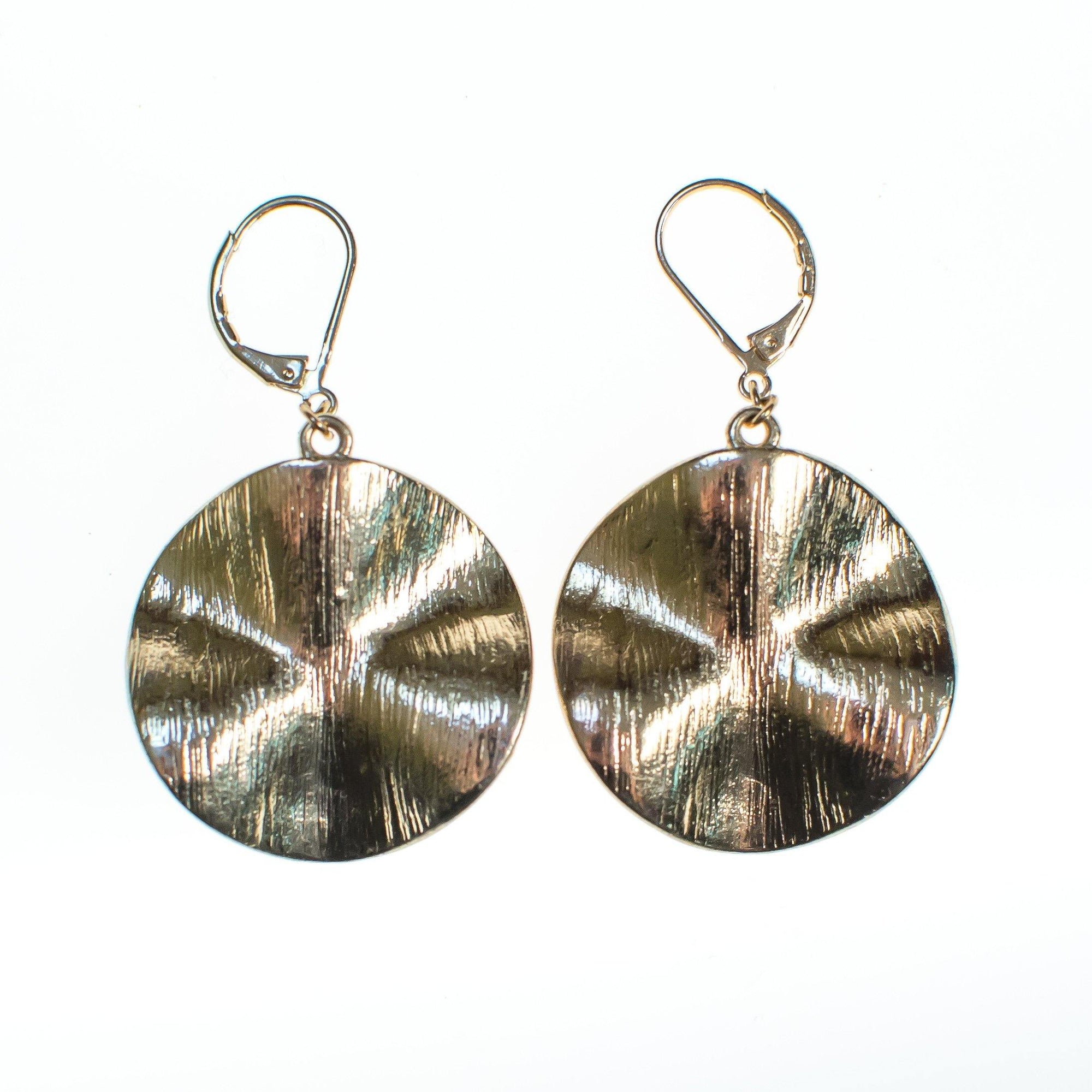 Vintage Crimped Medallion Rhinestone Disc Dangling Statement Earrings by 1990s - Vintage Meet Modern Vintage Jewelry - Chicago, Illinois - #oldhollywoodglamour #vintagemeetmodern #designervintage #jewelrybox #antiquejewelry #vintagejewelry