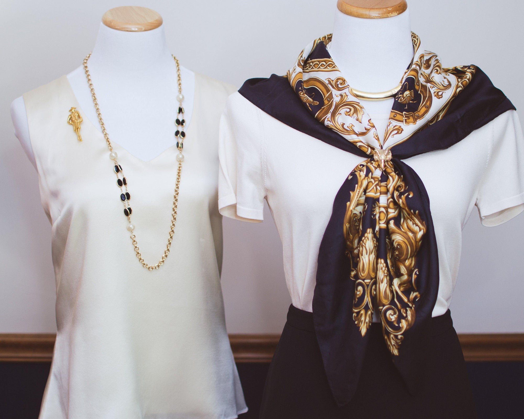 Vintage 1980s Swarovski Black Jet Bezel Set Chicklet and Faux Pearl Necklace by 1980s - Vintage Meet Modern Vintage Jewelry - Chicago, Illinois - #oldhollywoodglamour #vintagemeetmodern #designervintage #jewelrybox #antiquejewelry #vintagejewelry