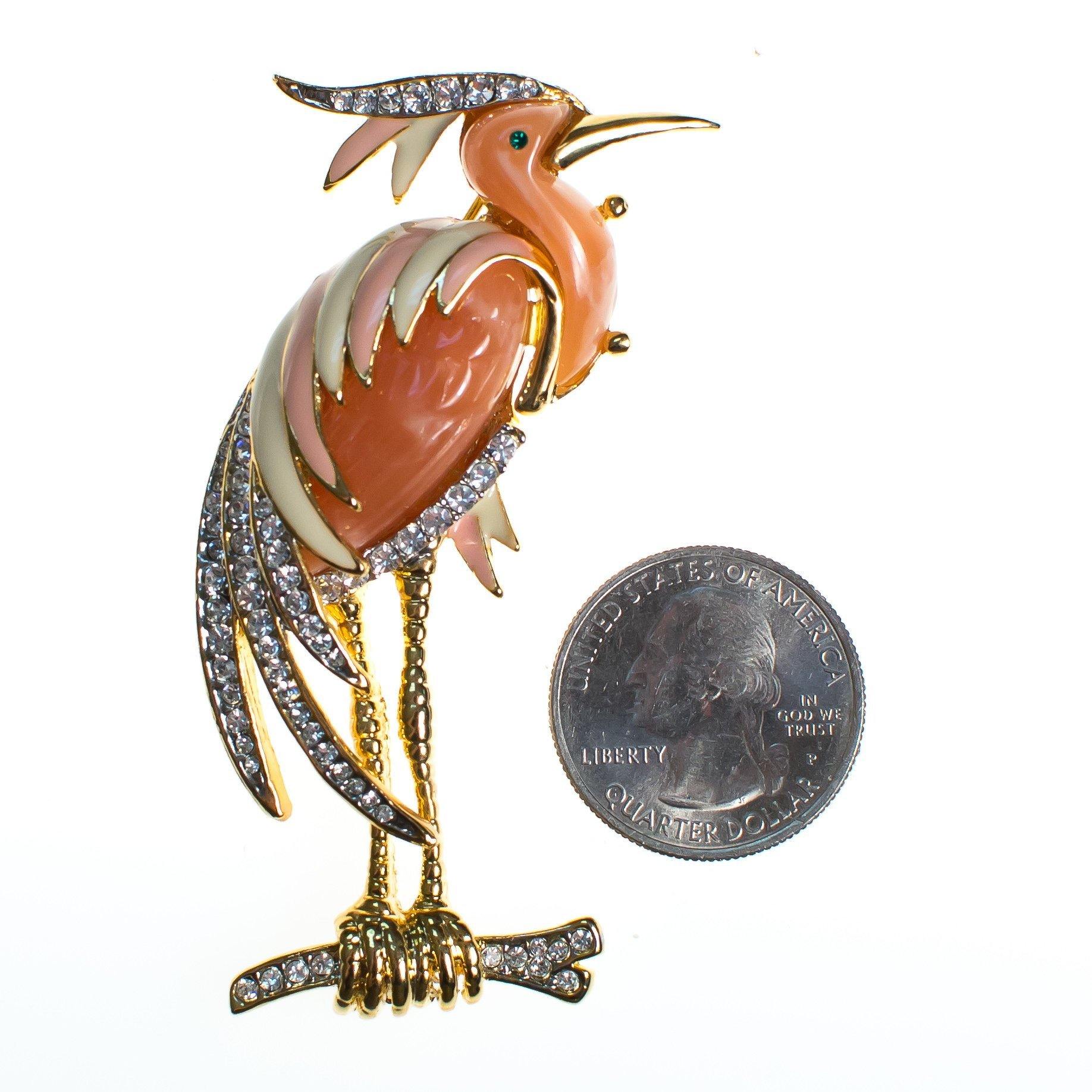 Vintage Flamingo Brooch Blush Pink Lucite Cream Enamel with Rhinestone Accents by 1980s - Vintage Meet Modern Vintage Jewelry - Chicago, Illinois - #oldhollywoodglamour #vintagemeetmodern #designervintage #jewelrybox #antiquejewelry #vintagejewelry
